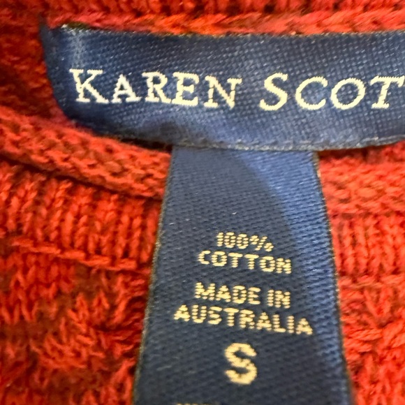 Karen Scott Women’s Peppered Red Pullover Cable Knit Sweater Small 100% Cotton - Picture 5 of 8